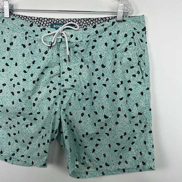 Bonobos Swim Trunks Men's 38 Green Seafoam Paisley Print 7" Inseam W Brief Liner - Picture 5 of 12